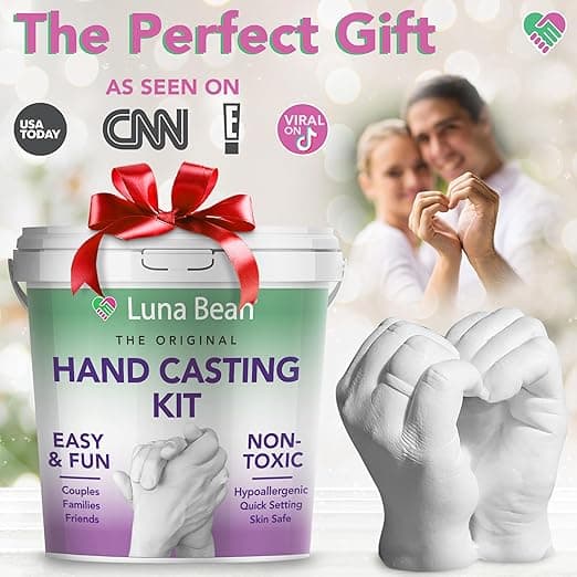 Luna Bean Hand Casting Kit - The Original Hand Mold Kit for Couples - Birthday Gifts, Bridal Shower, Wedding, Engagement Gifts for Her Him Anniversary for Men Women Wife Husband Boyfriend Girlfriend - Image 1