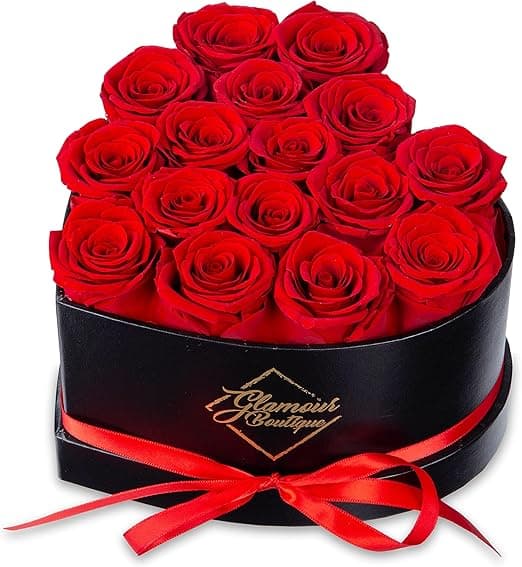 16 Flower Forever Heart Shape Box - Preserved Roses Gift for Her, Preserved Flowers, Red - Image 1